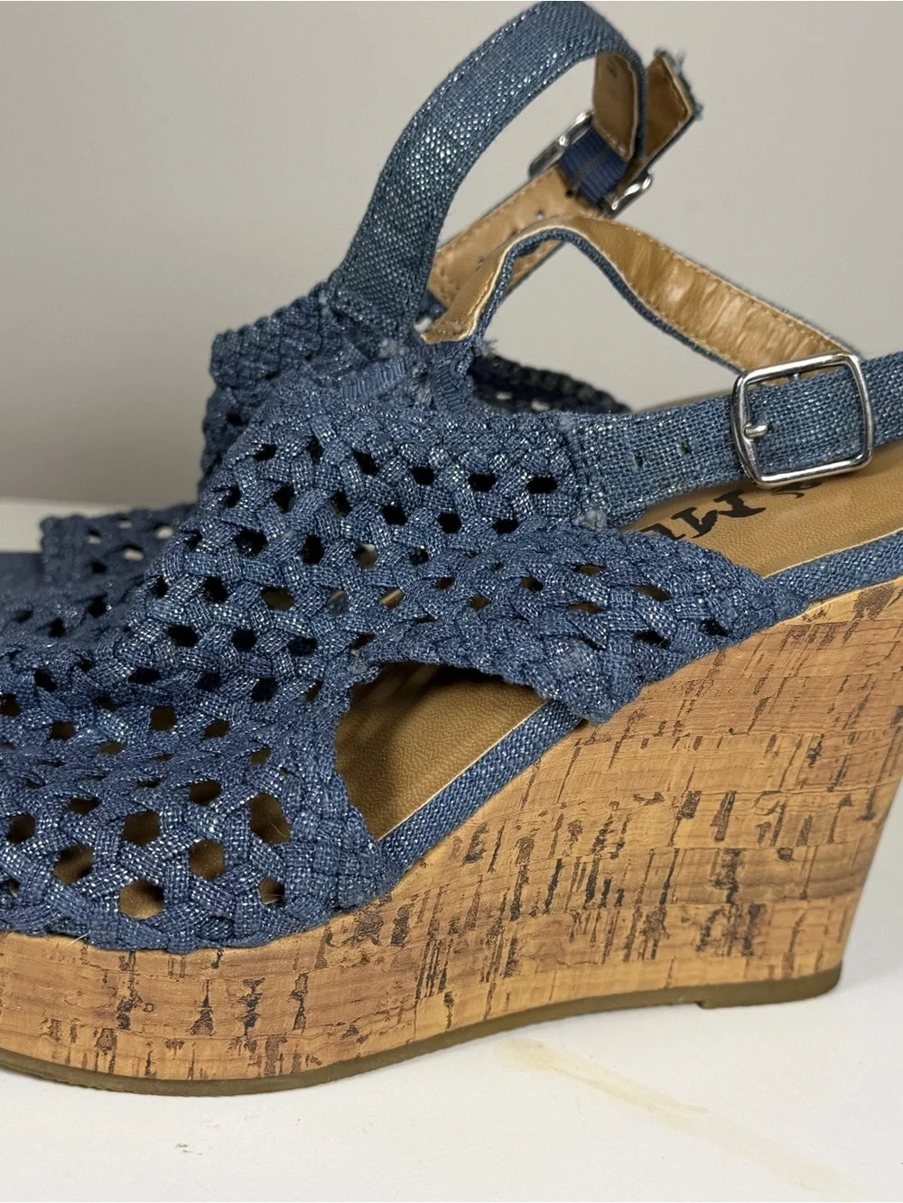 Woven Blue Platform Sandals - Womens size 6
